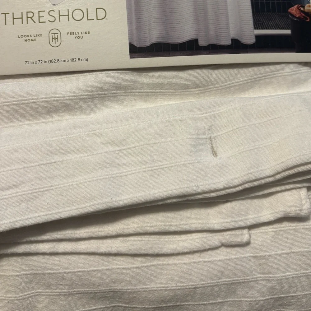 Threshold White Shower Curtains 100% Cotton NWT